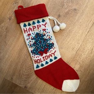 Vintage “Happy Holiday” Knit Stocking